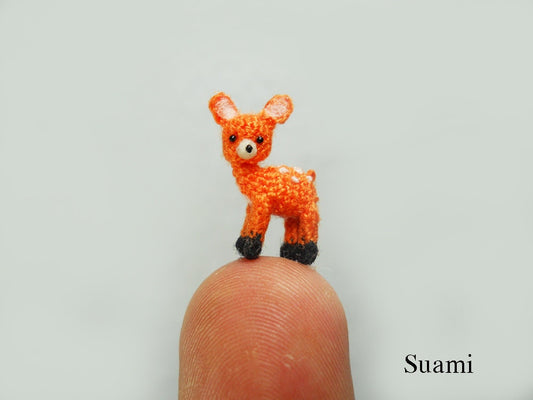 Extreme Micro Fawn Deer 1/2 Inch - Tiny Miniature Crochet Amigurumi Deers - Made To Order