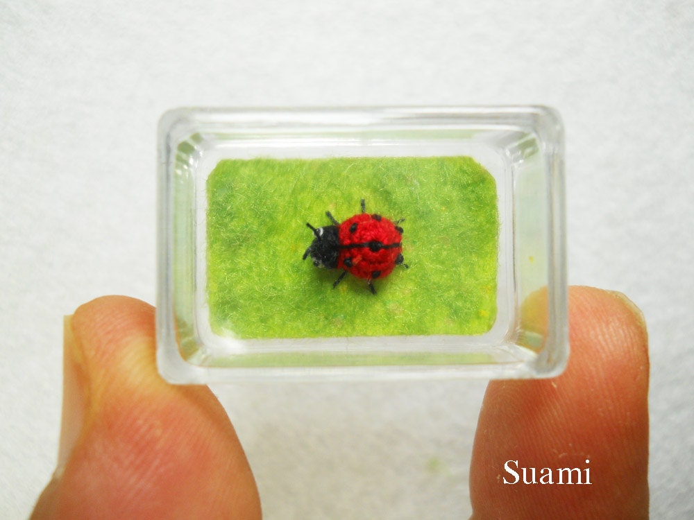 Red Ladybug - Micro Crochet Miniature Ladybug - Made To Order