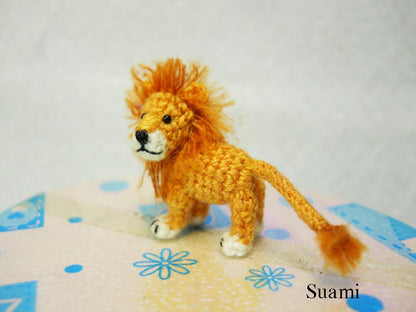 Miniature Crochet Lion - Micro Mini Amigurumi Crochet Tiny Animal Doll - Made To Order