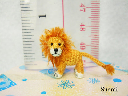 Miniature Crochet Lion - Micro Mini Amigurumi Crochet Tiny Animal Doll - Made To Order