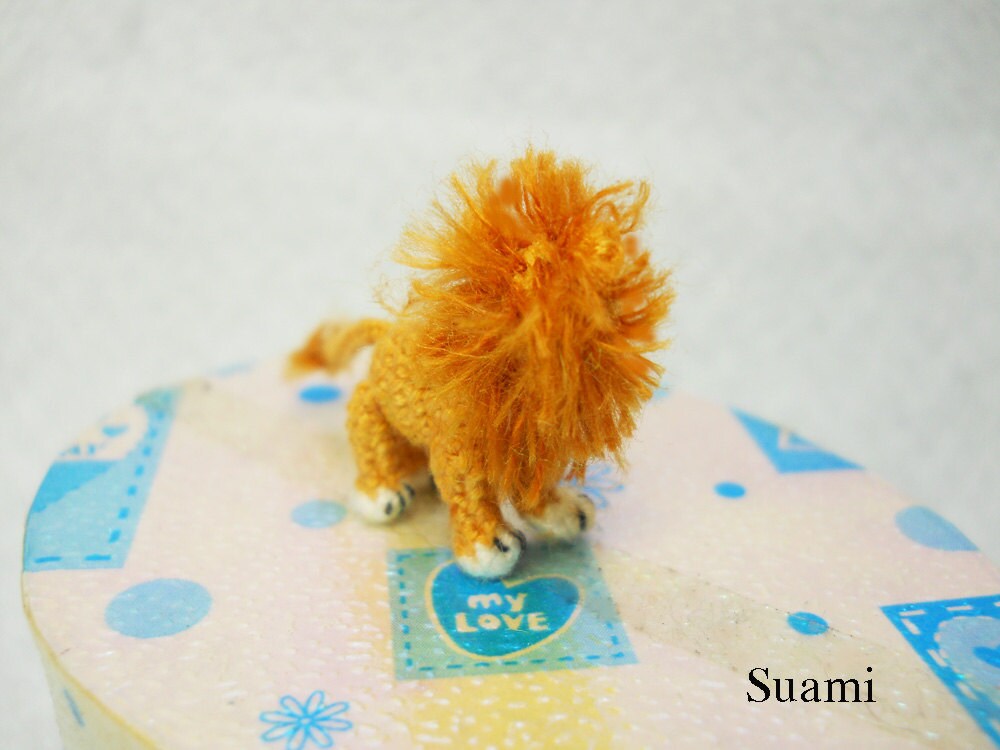 Miniature Crochet Lion - Micro Mini Amigurumi Crochet Tiny Animal Doll - Made To Order