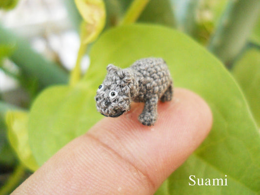 Micro Baby Hippo - Teeny Tiny Amigurumi Miniature Crochet Animal Toys - Made To Order