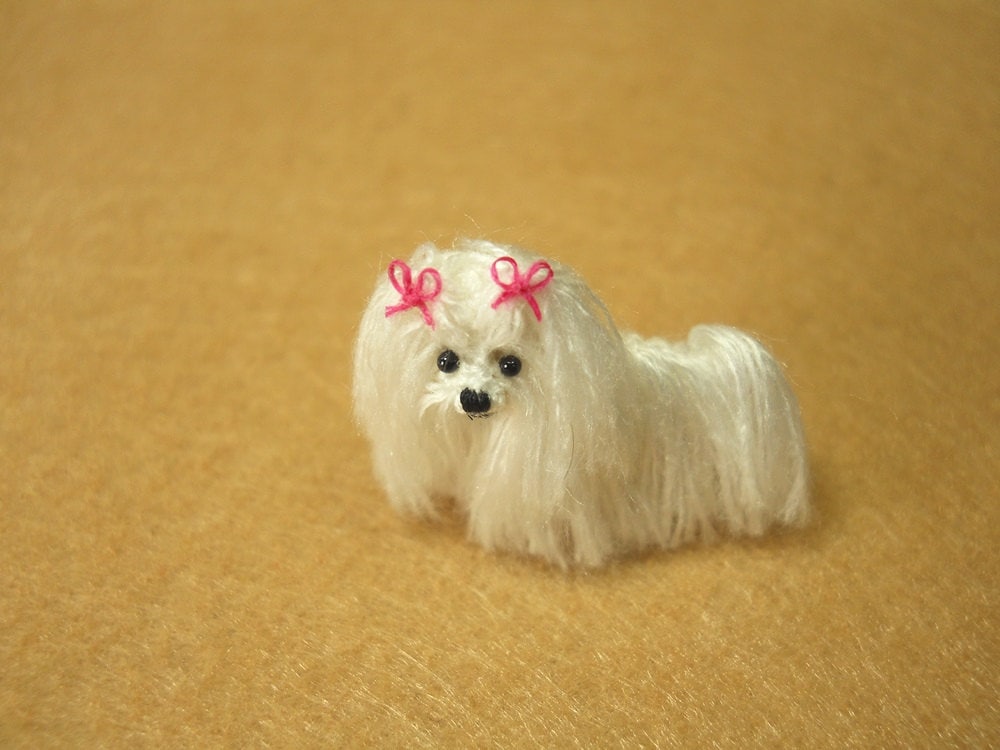 Maltese - Tiny Crochet Miniature Dog Stuffed Animals - Made To Order