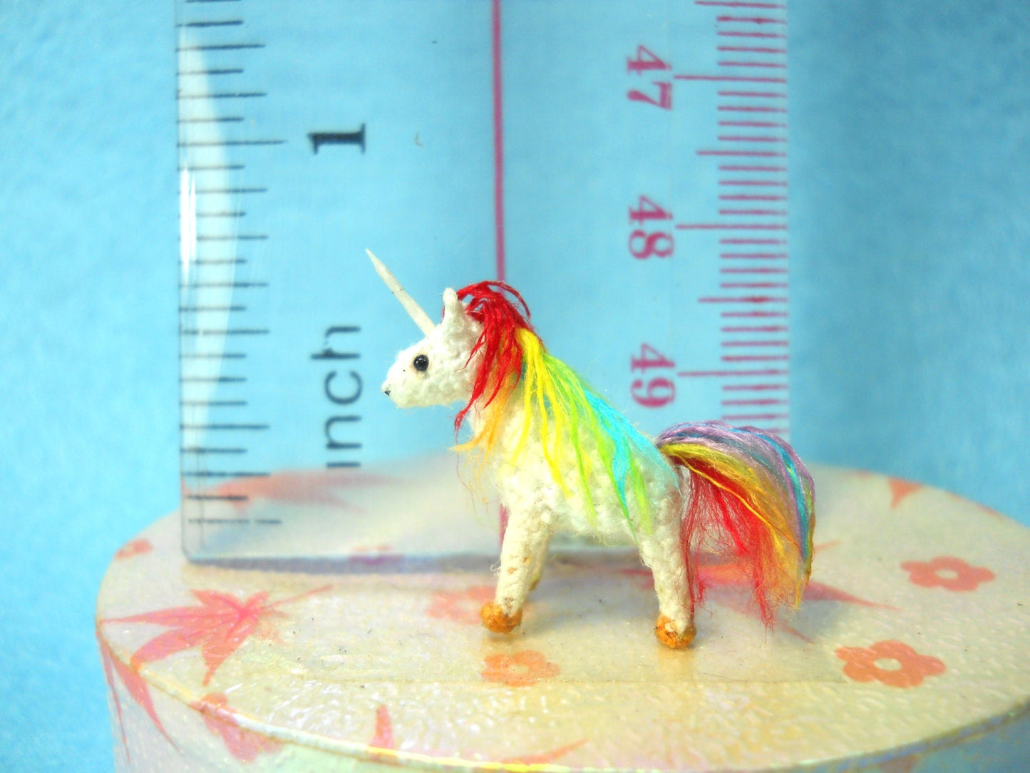 Rainbow Unicorn - Micro Amigurumi Miniature Crochet Tiny Stuffed Animal - Made To Order