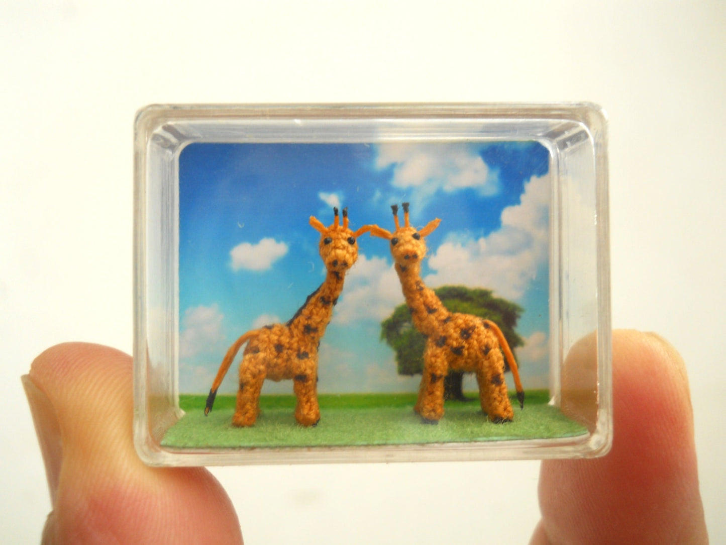 Miniature Giraffe Couple - Micro Dollhouse Amigurumi Animals - Made to Order