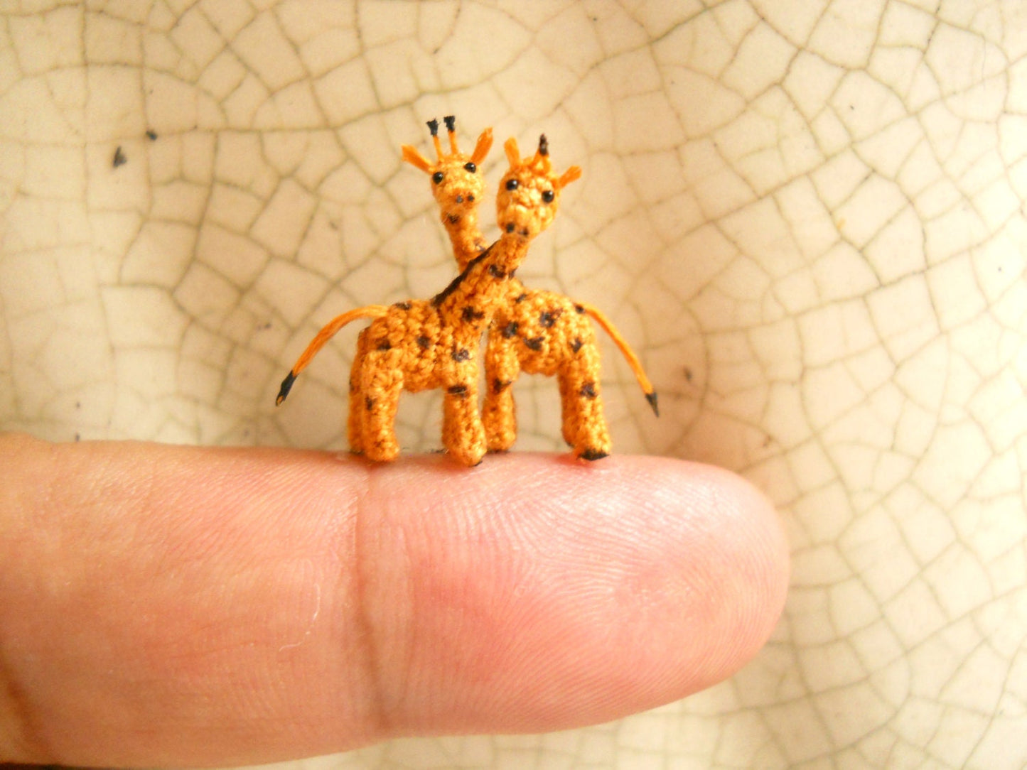 Miniature Giraffe Couple - Micro Dollhouse Amigurumi Animals - Made to Order