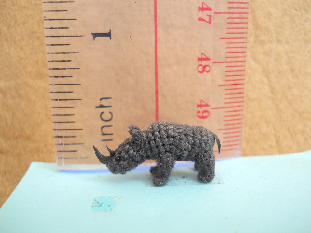 Rhino - Micro Crochet Stuffed Tiny Animal - Made To Order