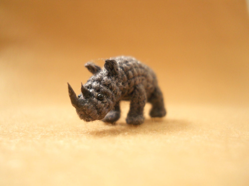 Rhino - Micro Crochet Stuffed Tiny Animal - Made To Order