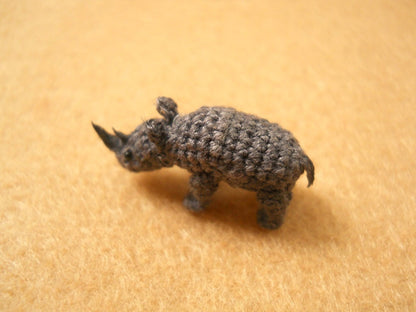 Rhino - Micro Crochet Stuffed Tiny Animal - Made To Order