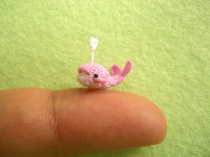 Cute Pink Whale Dolphin - Tiny Crocheted Dollhouse Miniature Whales  - Made to Order