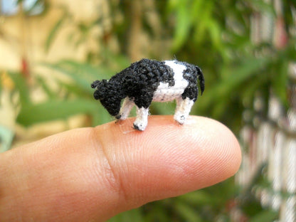 Miniature Cow - Micro Crochet Tiny Stuffed Animal - Made To Order