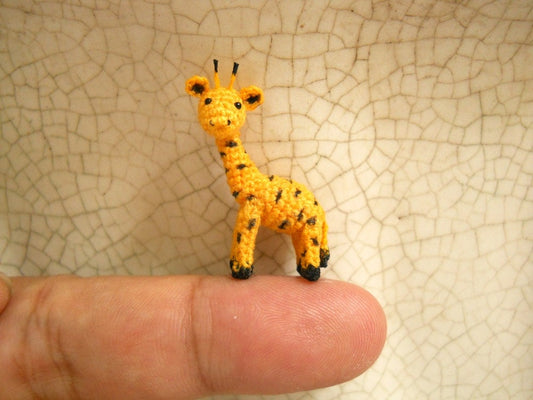 Mini Miniature Crochet Giraffe - Tiny Amigurumi Miniature Thread Animal Doll - Made To Order