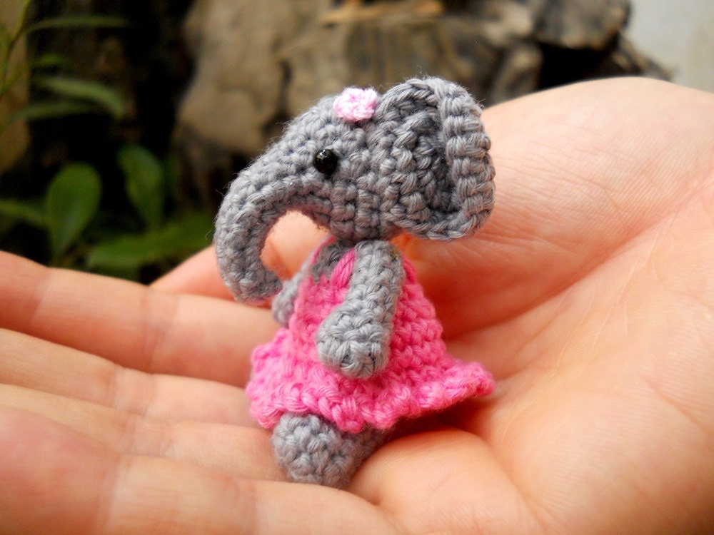 Cute Mini Elephant Amigurumi - Tiny Crochet Elephant Stuffed Animal  - Made To Order