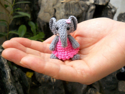 Cute Mini Elephant Amigurumi - Tiny Crochet Elephant Stuffed Animal  - Made To Order