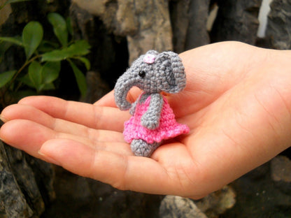 Cute Mini Elephant Amigurumi - Tiny Crochet Elephant Stuffed Animal  - Made To Order