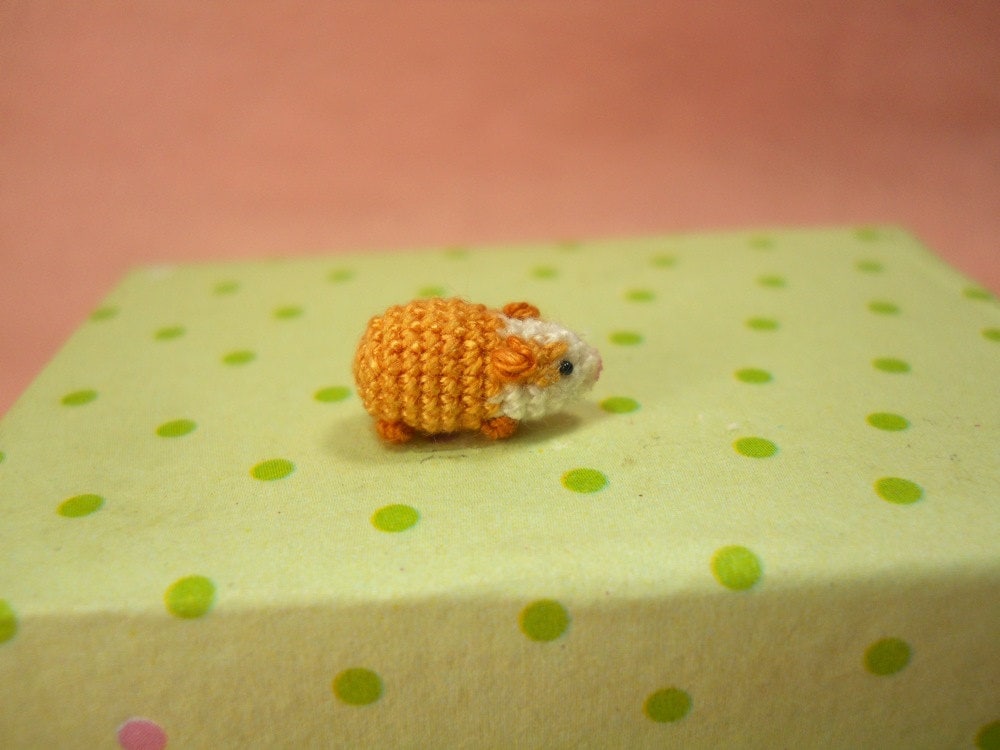 Micro Mini Guinea Pig Amigurumi - Tiny Crochet Dollhouse Miniature Animal - Made To Order