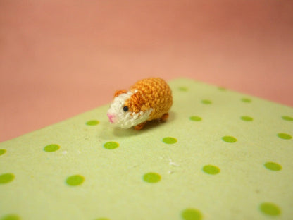 Micro Mini Guinea Pig Amigurumi - Tiny Crochet Dollhouse Miniature Animal - Made To Order