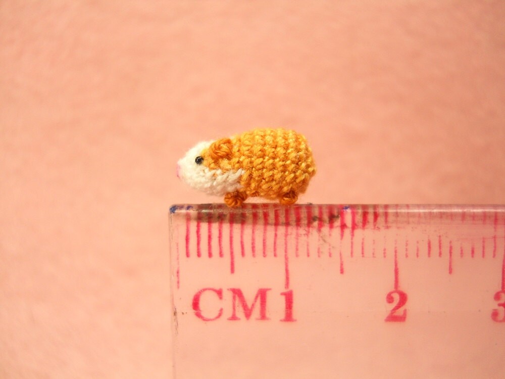 Micro Mini Guinea Pig Amigurumi - Tiny Crochet Dollhouse Miniature Animal - Made To Order