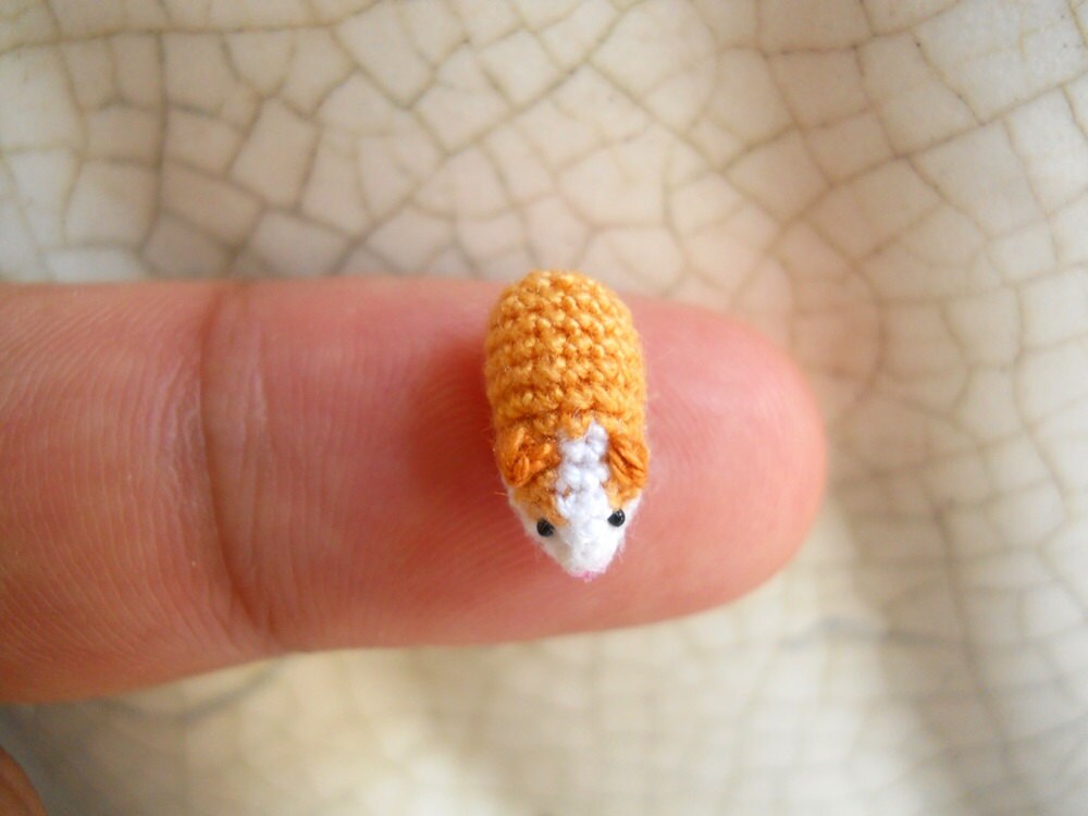 Micro Mini Guinea Pig Amigurumi - Tiny Crochet Dollhouse Miniature Animal - Made To Order