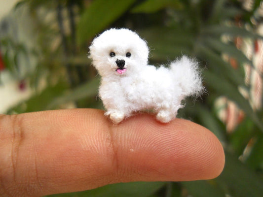 Bichon Frise - Tiny Crochet Miniature Dog Stuffed Animals - Made To Order