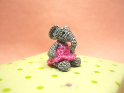 Little Elephant Girl - Micro Amigurumi Crochet Elephant Stuffed Animal  - Made To Order