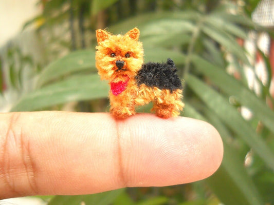 Silky Terrier Puppy - Tiny Crochet Miniature Dog Stuffed Animals - Made To Order