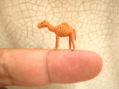 Micro Mini Camel Amigurumi - 1/2 Inch Miniature Crochet Stuffed Animals - Made To Order