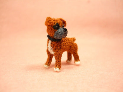 Miniature Fawn Boxer - Tiny Crochet Dog Stuffed Animals - Made To Order