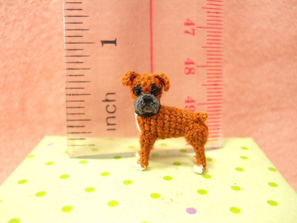 Miniature Fawn Boxer - Tiny Crochet Dog Stuffed Animals - Made To Order