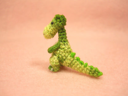 Miniature Green Tyrannosaurus - Dollhouse Miniature Dinosaurs - One Inch Scale - Micro Crochet Dinosaur - Made To Order