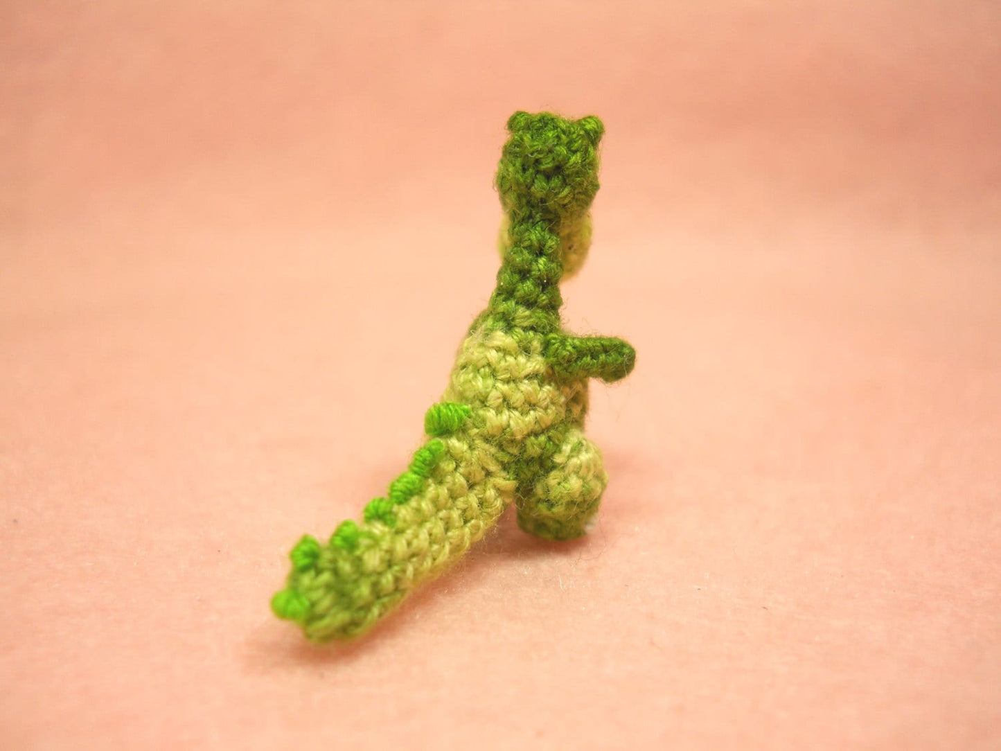 Miniature Green Tyrannosaurus - Dollhouse Miniature Dinosaurs - One Inch Scale - Micro Crochet Dinosaur - Made To Order