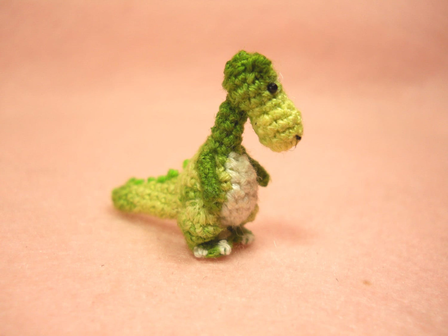 Miniature Green Tyrannosaurus - Dollhouse Miniature Dinosaurs - One Inch Scale - Micro Crochet Dinosaur - Made To Order