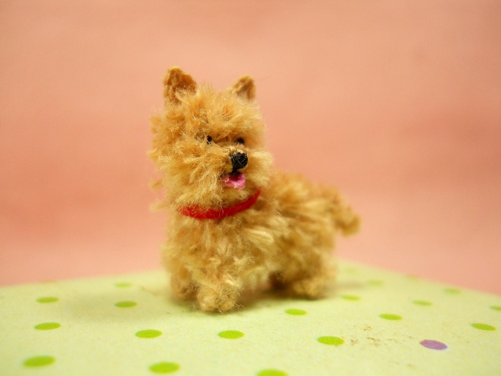 Fawn Cairn Terrier Puppy - Tiny Crochet Miniature Dog Stuffed Animals - Made To Order