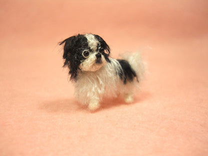 Japanese Chin Puppy - Tiny Crochet Miniature Dog Stuffed Animals - Made To Order