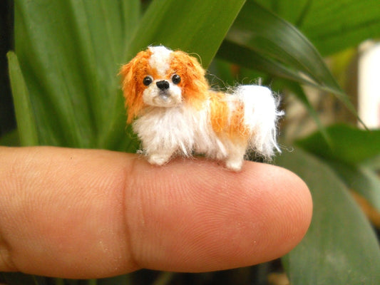 Miniature Japanese Chin - Tiny Crochet Tiny Dog Stuffed Animals - Made To Order