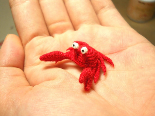 Miniature Red Crab - Tiny Crochet Amigurumi Stuffed Animal - Made To Order