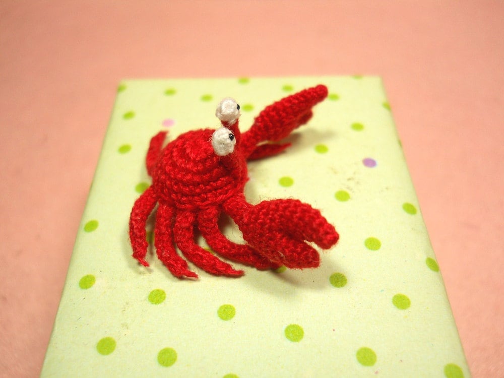 Miniature Red Crab - Tiny Crochet Amigurumi Stuffed Animal - Made To Order