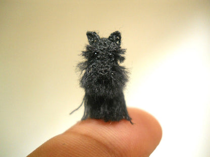 Miniature Black Schnauzer - Micro amigurumi Tiny Crochet Dog - Made To Order