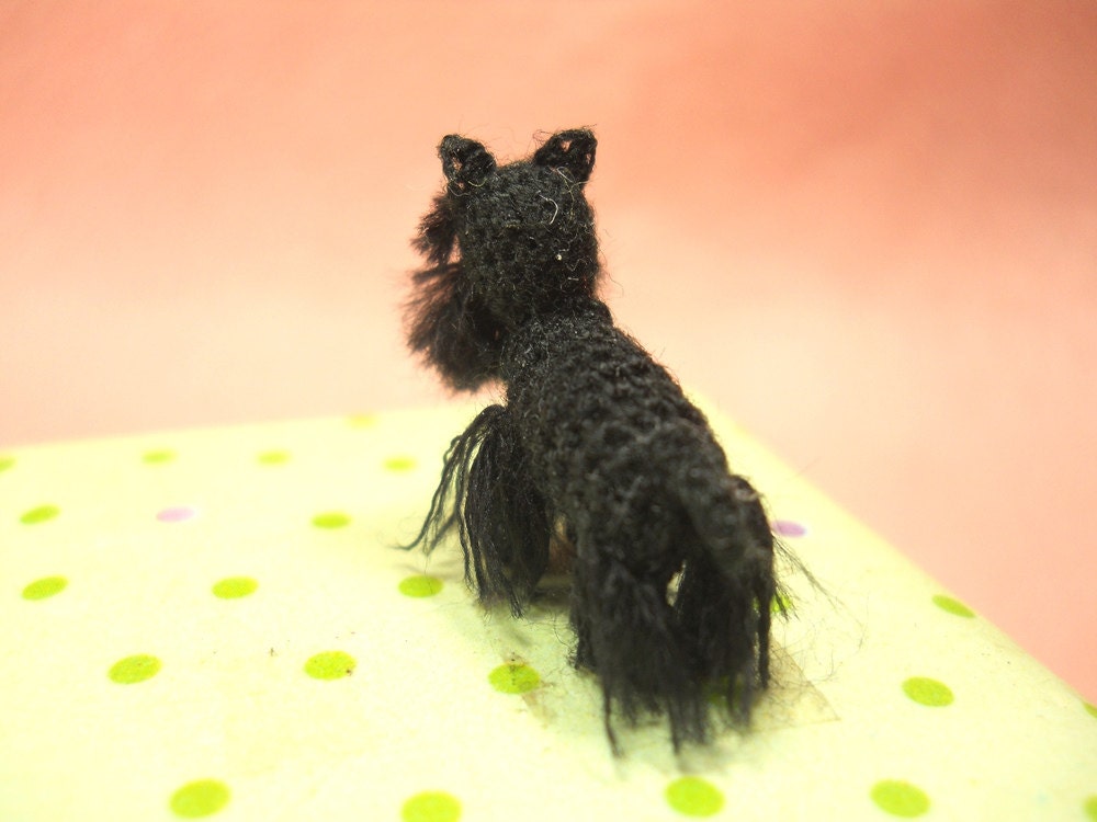 Miniature Black Schnauzer - Micro amigurumi Tiny Crochet Dog - Made To Order