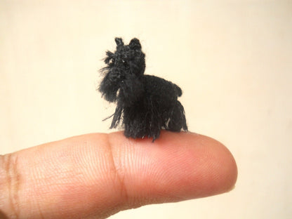 Miniature Black Schnauzer - Micro amigurumi Tiny Crochet Dog - Made To Order