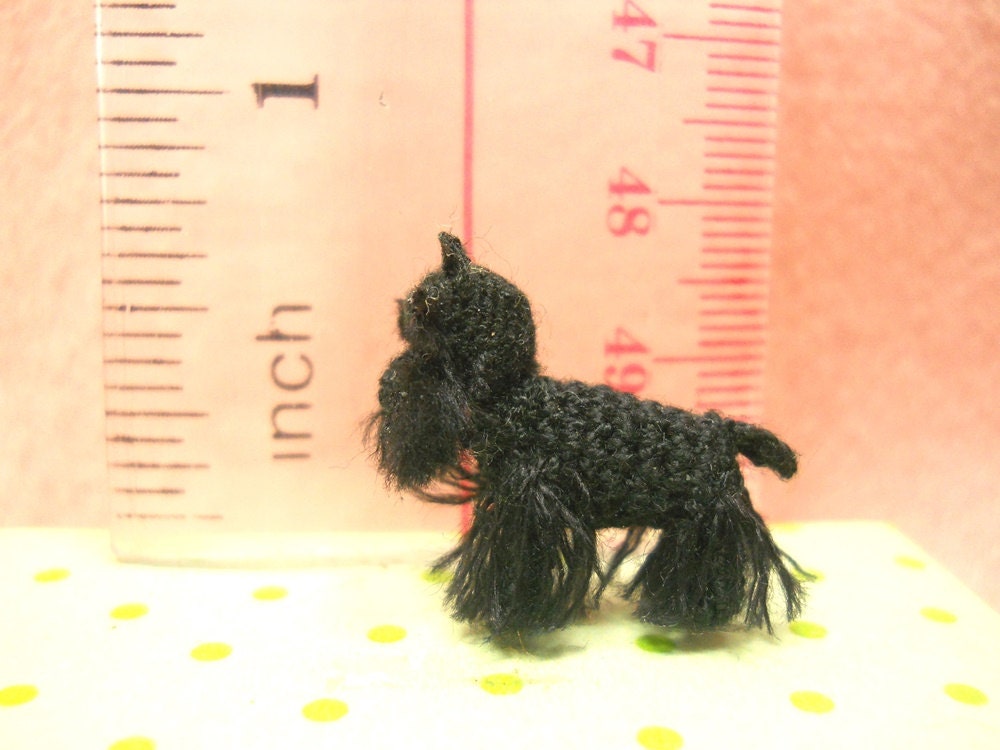 Miniature Black Schnauzer - Micro amigurumi Tiny Crochet Dog - Made To Order