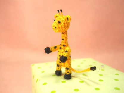 Tiny Walking Giraffe - Micro Dollhouse Miniature Crochet Animals - Mini Amigurumi Giraffe Plush Toy - Made to Order