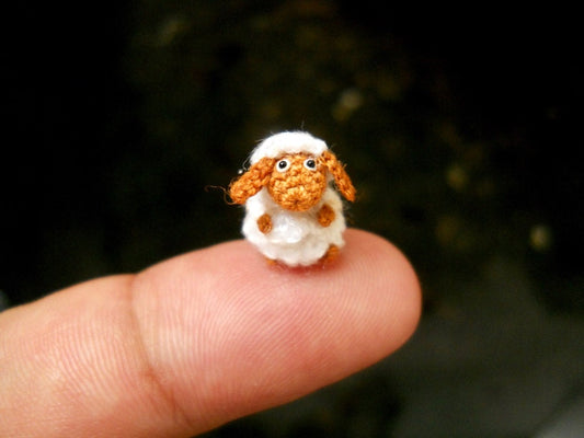 Cute Fawn Sheep - Micro Crochet  Tiny Sheep - Made to Order