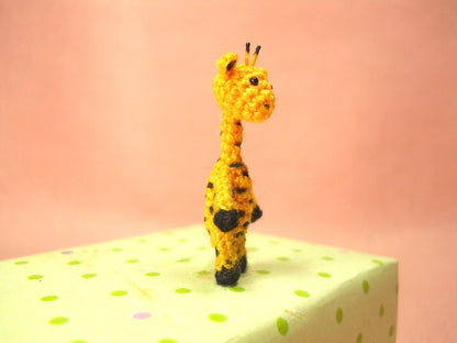 Tiny Walking Giraffe - Micro Dollhouse Miniature Crochet Animals - Mini Amigurumi Giraffe Plush Toy - Made to Order