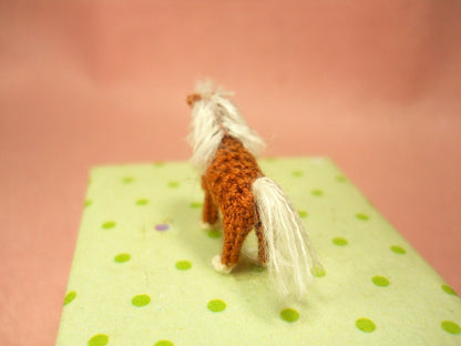 Brown Horse - Micro Amigurumi Miniature Crochet Tiny Stuffed Animal - Made To Order