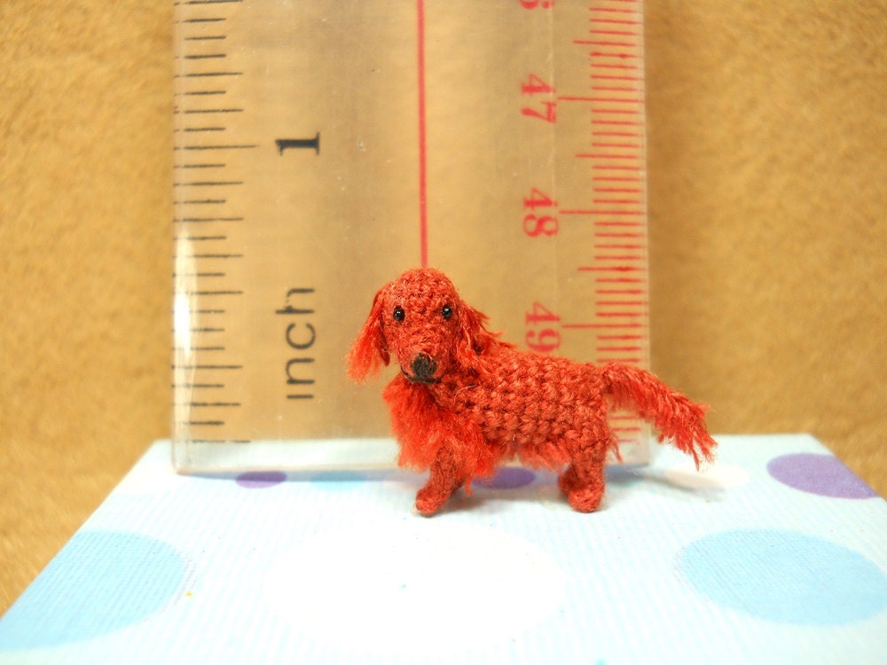 Miniature Red Setter  - Tiny Amigurumi Crochet Dog Stuffed Animal - Made To Order