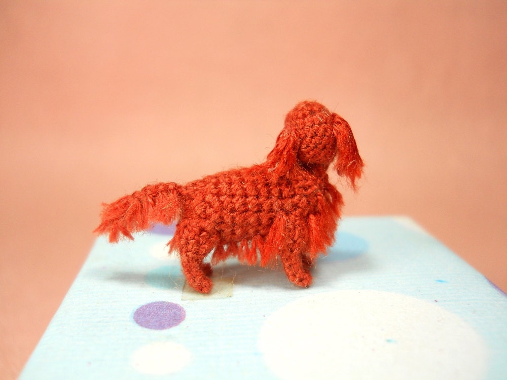 Miniature Red Setter  - Tiny Amigurumi Crochet Dog Stuffed Animal - Made To Order