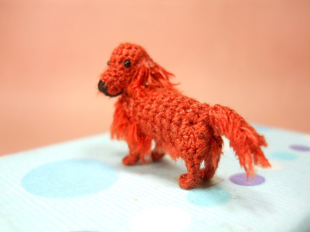 Miniature Red Setter  - Tiny Amigurumi Crochet Dog Stuffed Animal - Made To Order