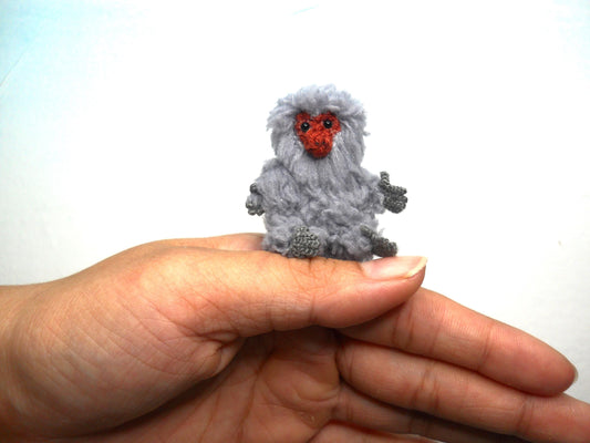 Crochet Snow Monkey, Japanese macaque, fur stuffed animal, mini fur monkey - Made to order