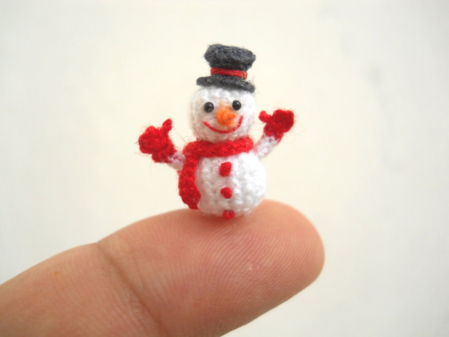 Micro Amigurumi Snowman - Miniature Crochet Tiny doll - Made To Order